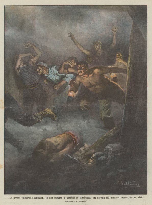 Velké katastrofy, výbuch v uhelném dole v Anglii, co pohřbilo 132? od Achille Beltrame