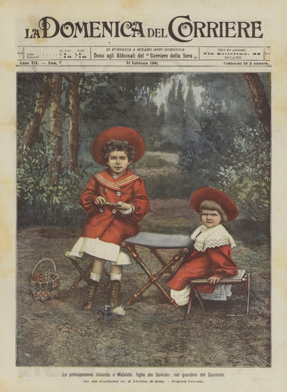 Princezny Jolanda a Mafalda, dcery panovníků v zahradě Quirinale od Achille Beltrame