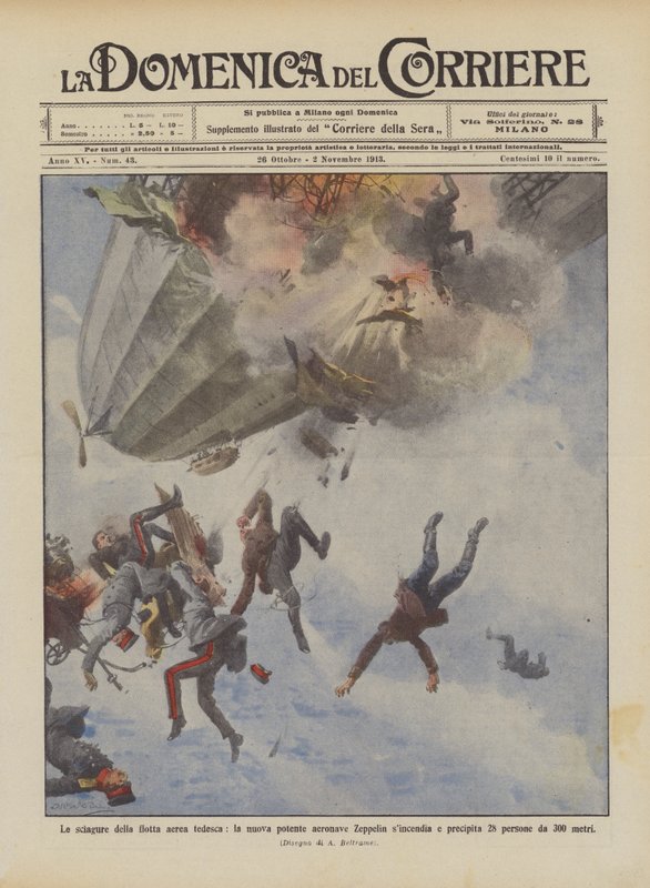 Neštěstí německé letecké flotily, synchronizace a havárie nové výkonné vzducholodě Zeppelin? od Achille Beltrame