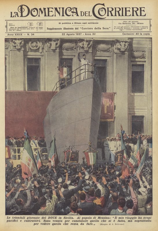 Triumfální dny Duceho na Sicílii od Achille Beltrame