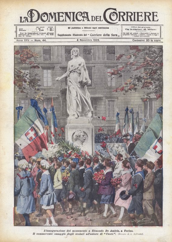 Inaugurace pomníku Edmonda De Amicis v Turíně od Achille Beltrame