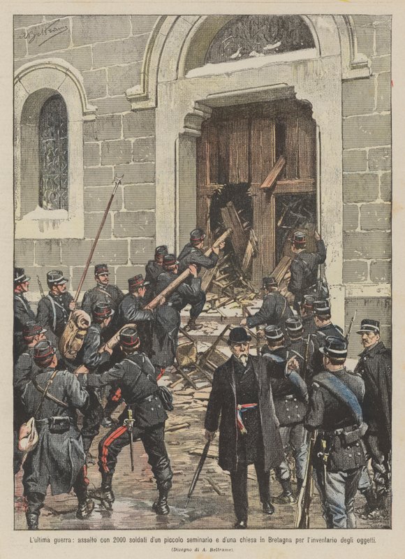 Poslední válka, útok 2000 vojáků na malý seminář a kostel v Bretani? od Achille Beltrame