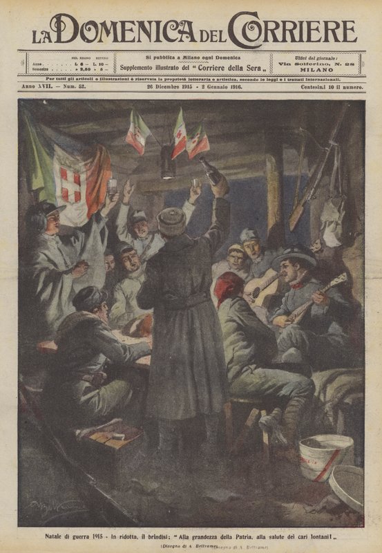 Vánoce války 1915, Zkrátka přípitek, Na velikost vlasti, na zdraví vzdálených milovaných! od Achille Beltrame