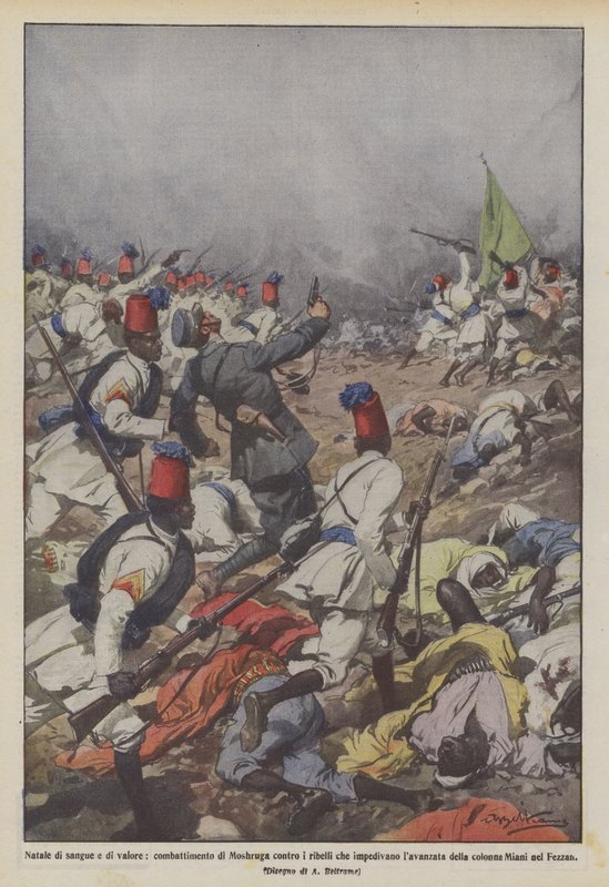 Vánoce krve a udatnosti, Moshrugův boj proti rebelům, kteří zabránili postupu? od Achille Beltrame