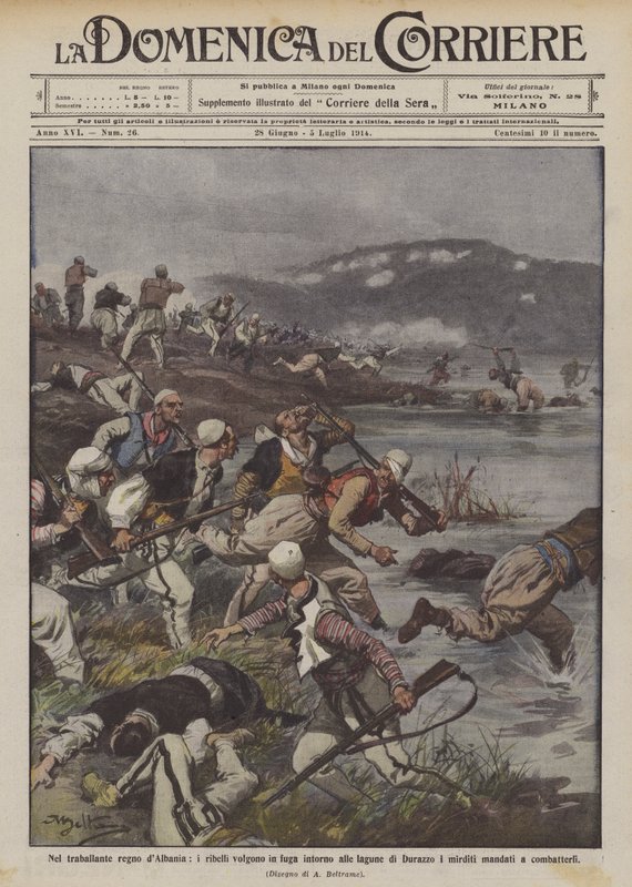 Prchají rebelové v vratkém království Albánie kolem lagun v Durres? od Achille Beltrame