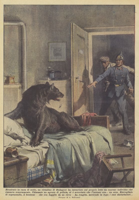 Při nočním návratu domů spatřil občan Budapešti obrovský ? od Achille Beltrame