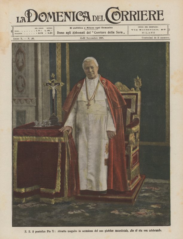 S Papež Pius X., portrét popravený u příležitosti jeho kněžského jubilea, které se nyní slaví od Achille Beltrame