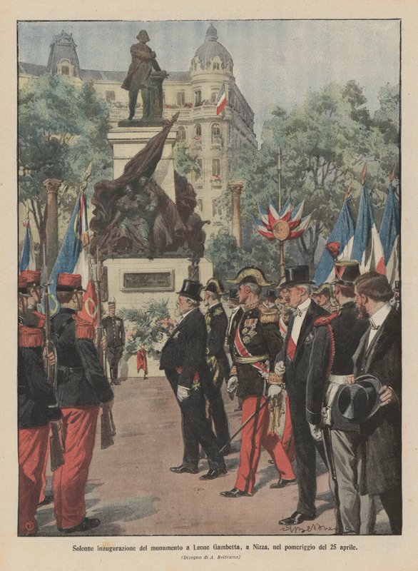 Slavnostní inaugurace pomníku Leone Gambetta v Nice odpoledne 25. dubna od Achille Beltrame