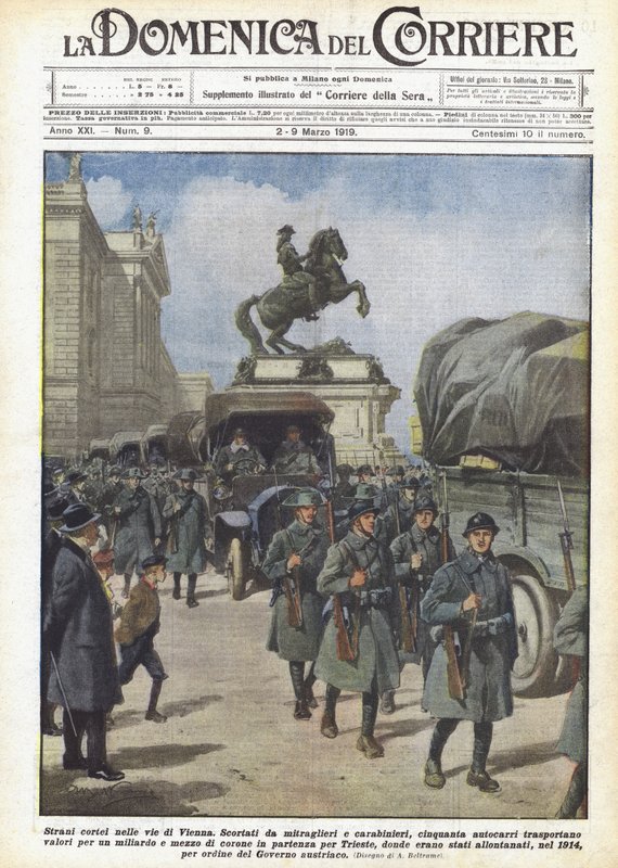 Podivná procesí v ulicích Vídně od Achille Beltrame