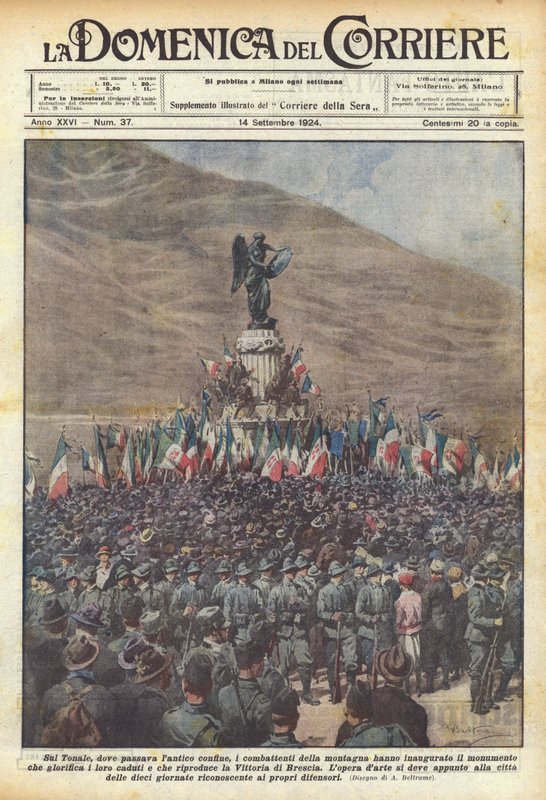 Na Tonale, kde procházela prastará hranice, se slavnostně otevřeli horští bojovníci? od Achille Beltrame