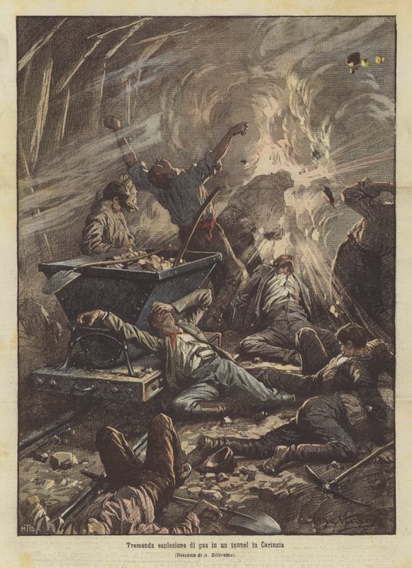 Ohromný výbuch plynu v tunelu v Korutanech od Achille Beltrame