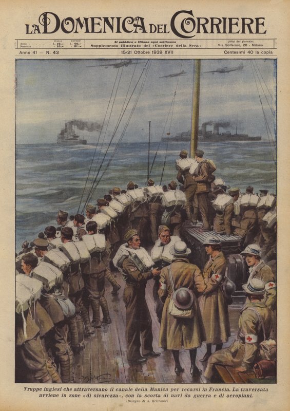 Britské jednotky překračují kanál La Manche na cestě do Francie. od Achille Beltrame