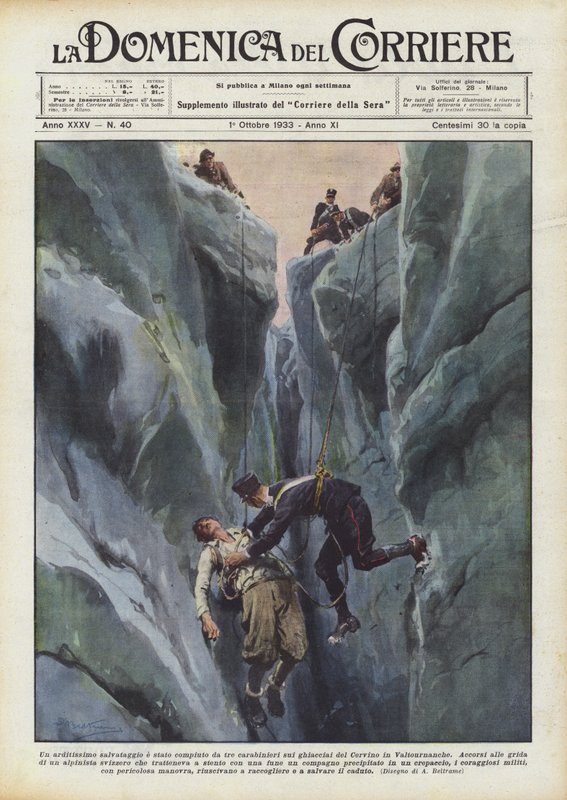 Odvážnou záchrannou akci provedli tři karabiníci na ledovci Matterhorn ve Valtournanche. od Achille Beltrame
