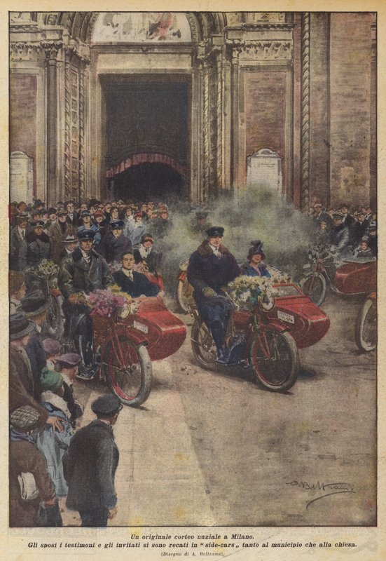 Originální svatební průvod v Miláně (barva litho) od Achille Beltrame