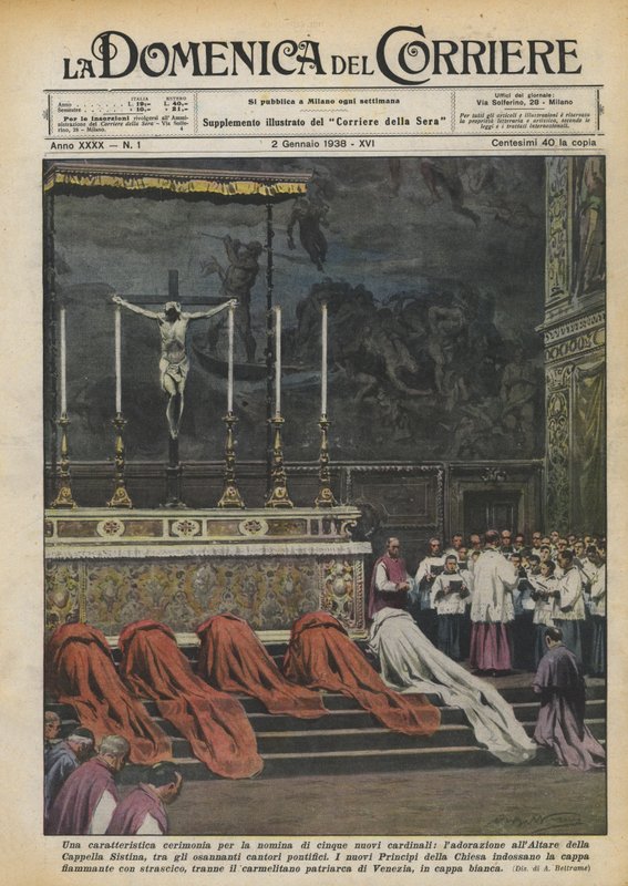 Charakteristický obřad jmenování pěti nových kardinálů, zasvěcení oltáře? od Achille Beltrame