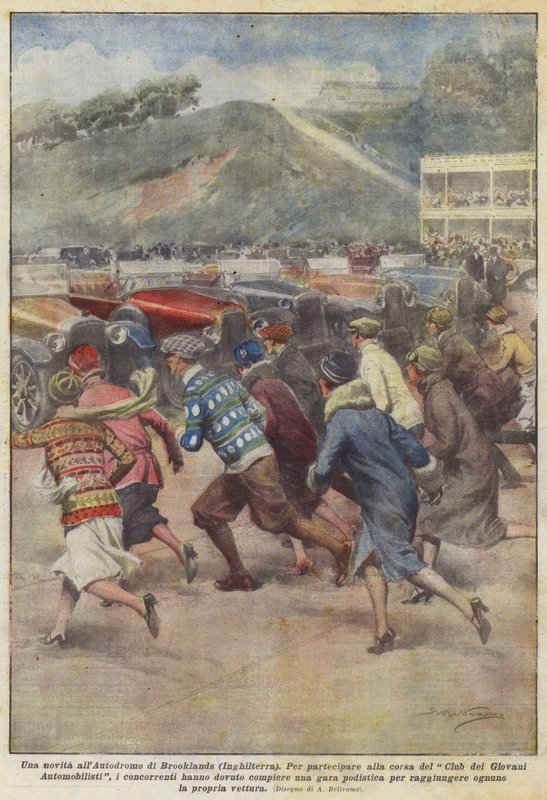 Novinka na závodní dráze Brooklands (Anglie) od Achille Beltrame