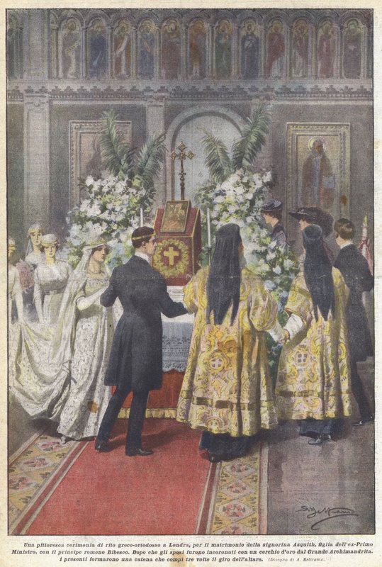 Malebný řecký ortodoxní obřad v Londýně na svatbu mladé dámy? od Achille Beltrame