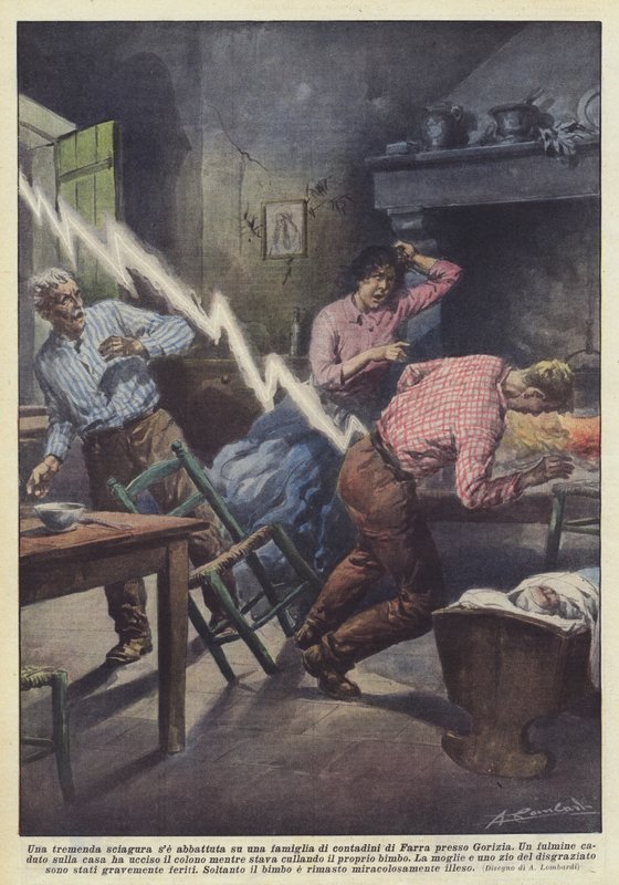 Strašlivé neštěstí postihlo zemědělskou rodinu ve Farře nedaleko Gorizie od Achille Beltrame