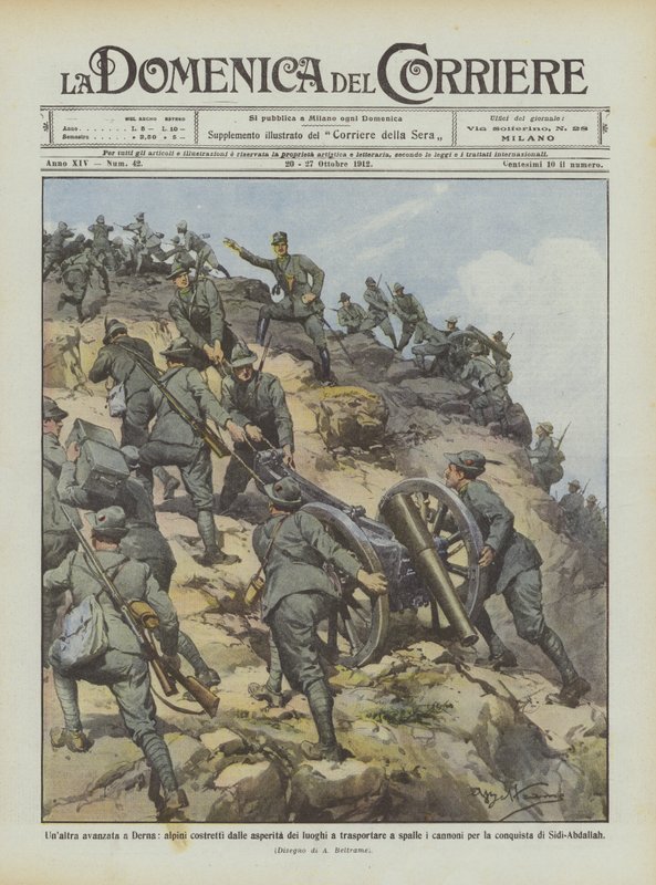 Další postup v Derně, kterého Alpini donutila drsnost míst nést na svých bedrech? od Achille Beltrame