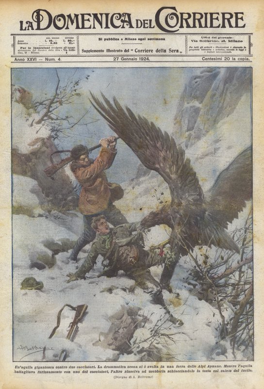 Obrovský orel proti dvěma lovcům od Achille Beltrame