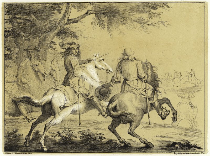 Král Ludvík XIV. při porážce španělské armády poblíž Bruggského průplavu v roce 1667 od Adam Frans van der Meulen