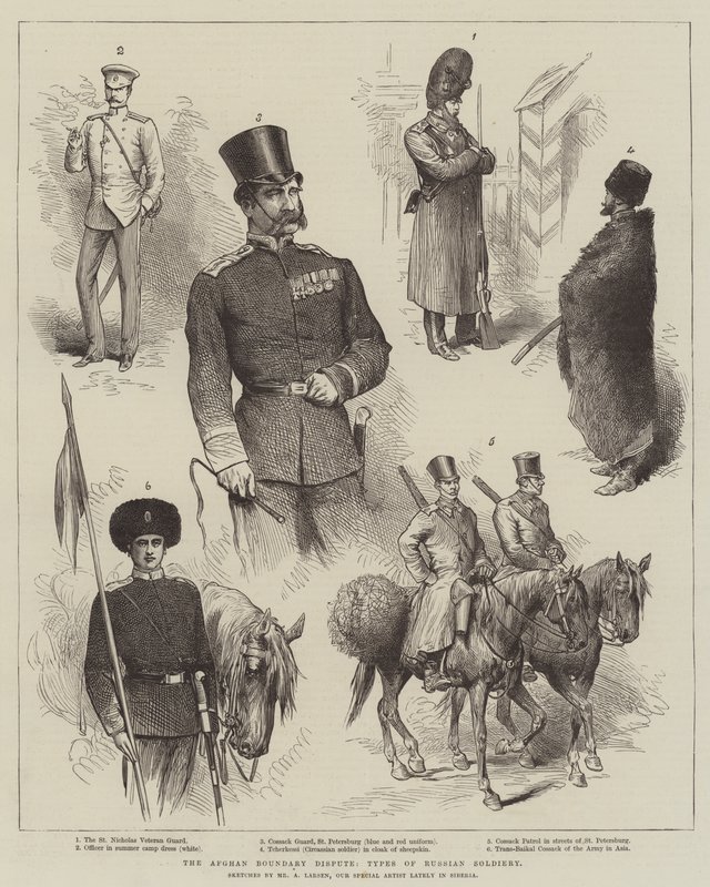 Afghánský hraniční spor, typy ruské armády od Adolf Alfred Larsen