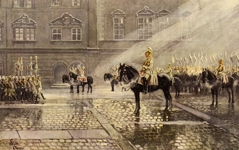 Standardní nosná eskadra Gardes du Corps, osobní strážce německého císaře (barva lito) od Adolf Closs