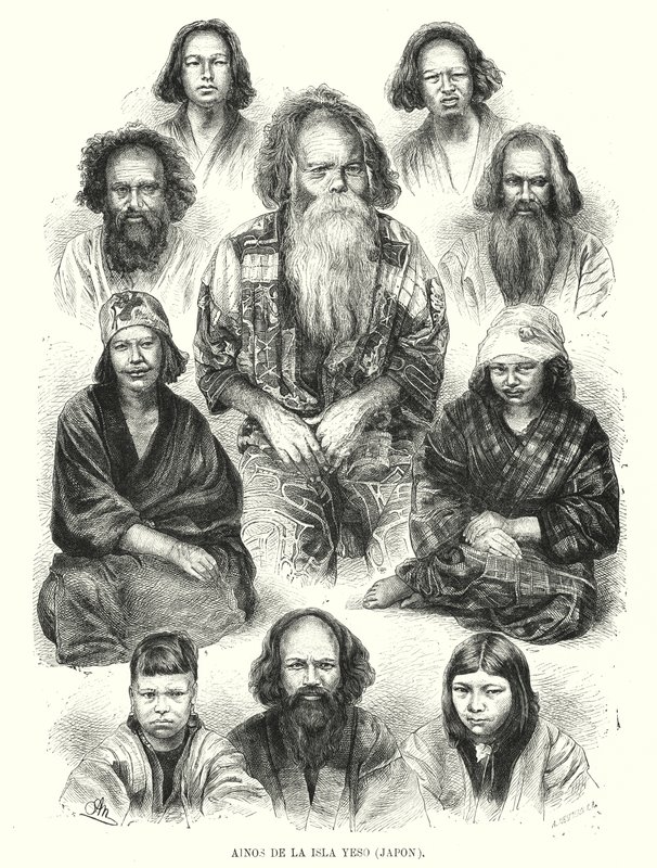 Ainuové ze severního Japonska (litho) od Adolf Neumann