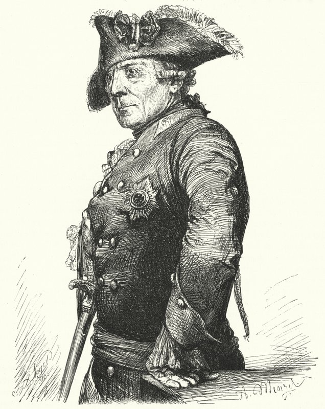 Fridrich Veliký, král Pruska (rytina) od Adolph Friedrich Erdmann von (after) Menzel