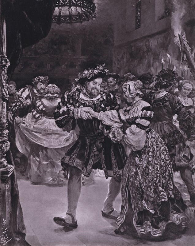 Scéna ze Shakespearova krále Jindřicha VIII. (dějství I, scéna 4) (litho) od Adolph Friedrich Erdmann von (after) Menzel