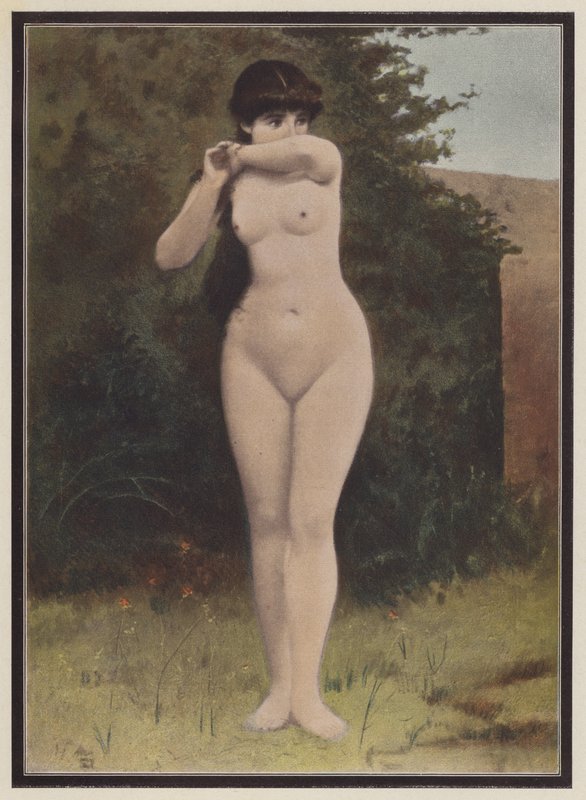 Překvapená žena (barva lito) od Adolphe-Frederic Lejeune