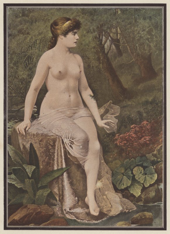 Žena sedící na venkově (barva litho) od Adolphe Frederic Lejeune