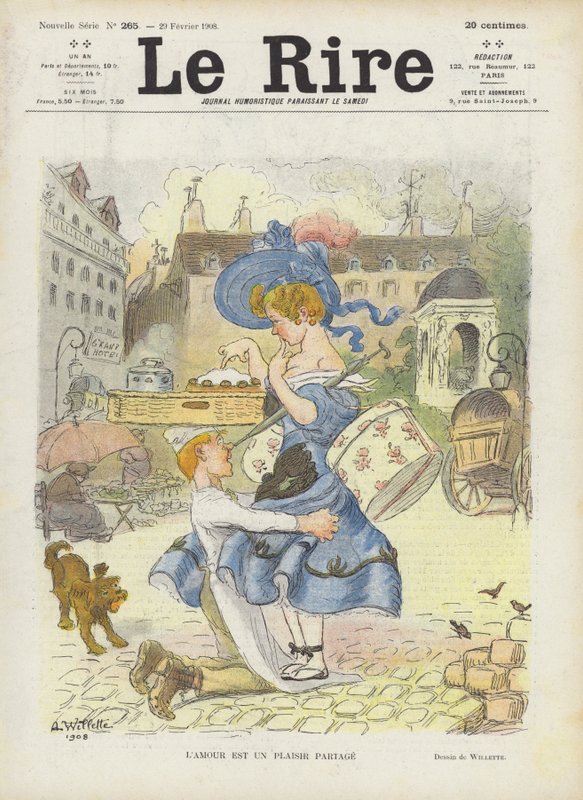 Láska je sdílená radost. Ilustrace pro Le Rire od Adolphe Leon Willette