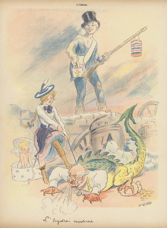Moderní hydra (barevné lito) od Adolphe Leon Willette