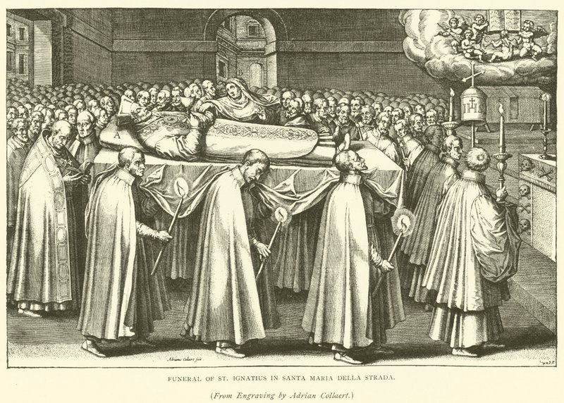 Pohřeb svatého Ignáce v Santa Maria Della Strada (rytina) od Adriaen (after) Collaert