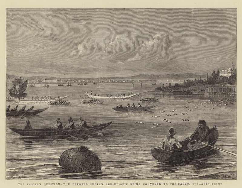 Východní otázka, převoz svrženého sultána Abd-ul-Azíze do Top-Capou, Seraglio Point od Adrien Emmanuel Marie