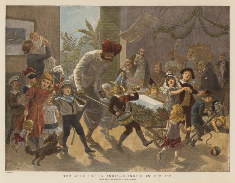 Yule Log v Indii, Přinášení ledu (chromolit) od Adrien Emmanuel Marie