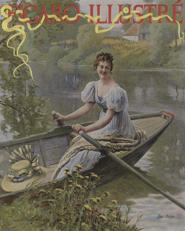 En Seine (Na Seině). Obálka Le Figaro Illustre, červenec 1895 od Adrien Moreau