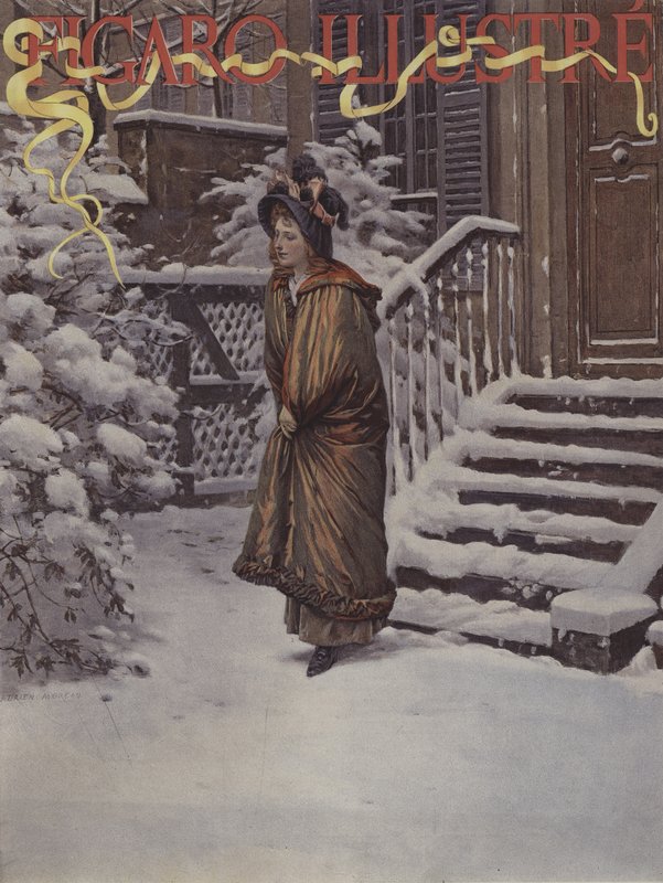 Premiéra Neige (První sníh). Obálka Le Figaro Illustre, leden 1894 od Adrien Moreau