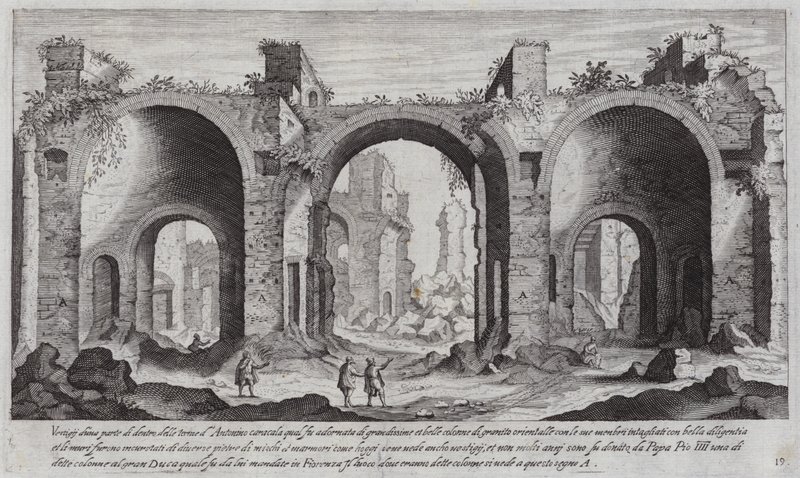 Baths of Caracalla, Řím (rytina) od Aegidius Sadeler or Saedeler