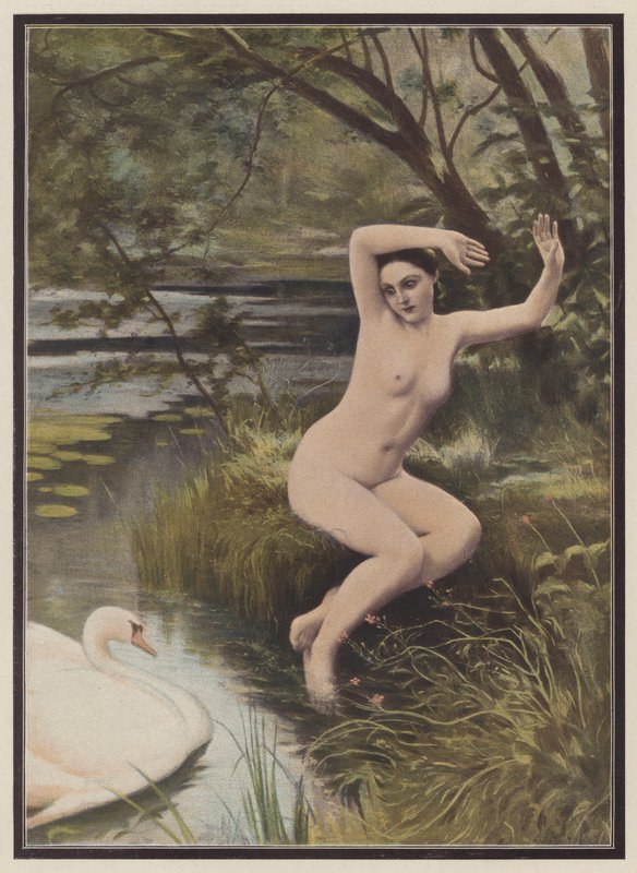 Leda, spartská princezna z řecké mytologie (barva litho) od Albert (after) Aublet