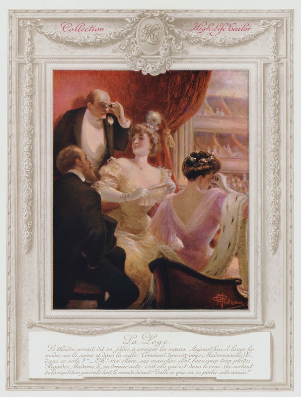 Belle Epoque Paris, módní dáma v lóži v divadle od Albert Guillaume
