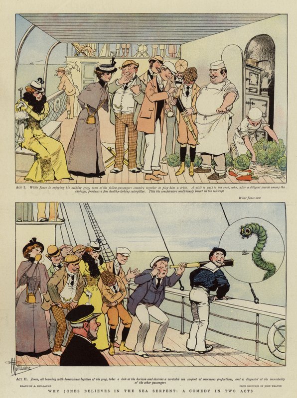 Proč Jones věří v mořského hada, komedie ve dvou dějstvích (chromolitho) od Albert Guillaume