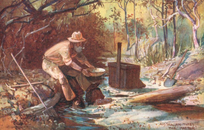 Australské typy: "Kloboučník" (barevná litografie) od Albert Henry Fullwood