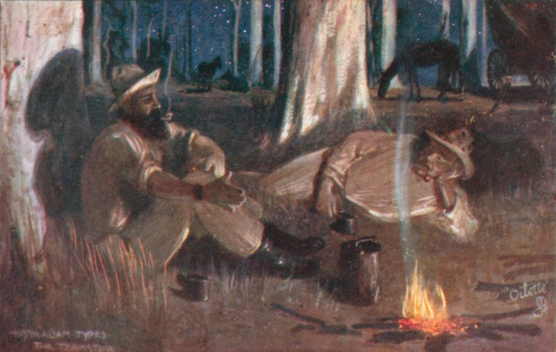 Australské typy: The Teamster (barevná litografie) od Albert Henry Fullwood