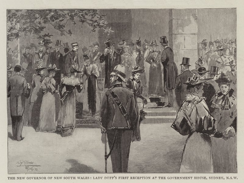 První přijetí nové guvernérky Nového Jižního Walesu lady Duffové ve vládním domě v Sydney, Nový Jižní Wales od Albert Henry Fullwood