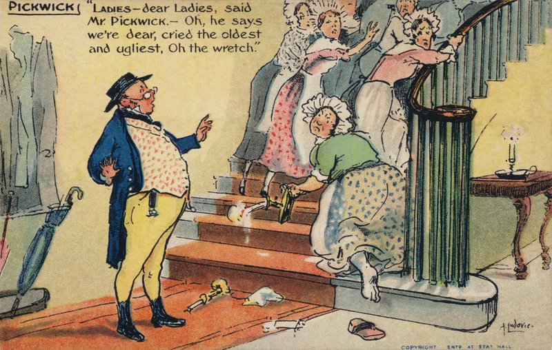 Pan Pickwick uráží skupinu žen (chromolitho) od Albert Jnr. Ludovici