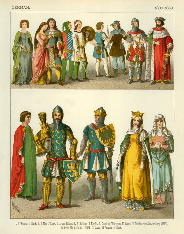 Německý kroj 1300-1350 od Albert Kretschmer