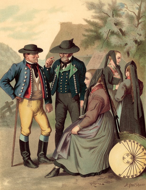 Německý kroj, Würtemberg, Freudenstadt Rottenburg od Albert Kretschmer