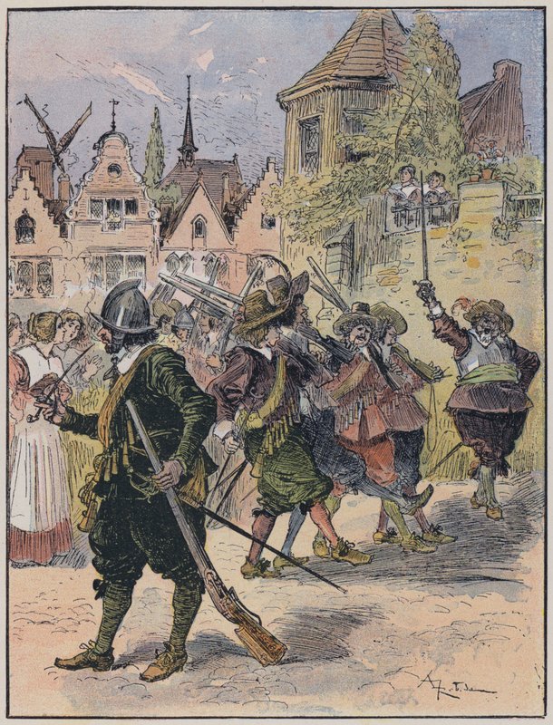 Ilustrace pro Le Capitaine Bellormeau od a ilustroval A Robida (barevně lito) od Albert Robida